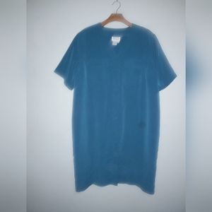 Tess 20W Short Sleeved Shirt Dress Button Front in Teal